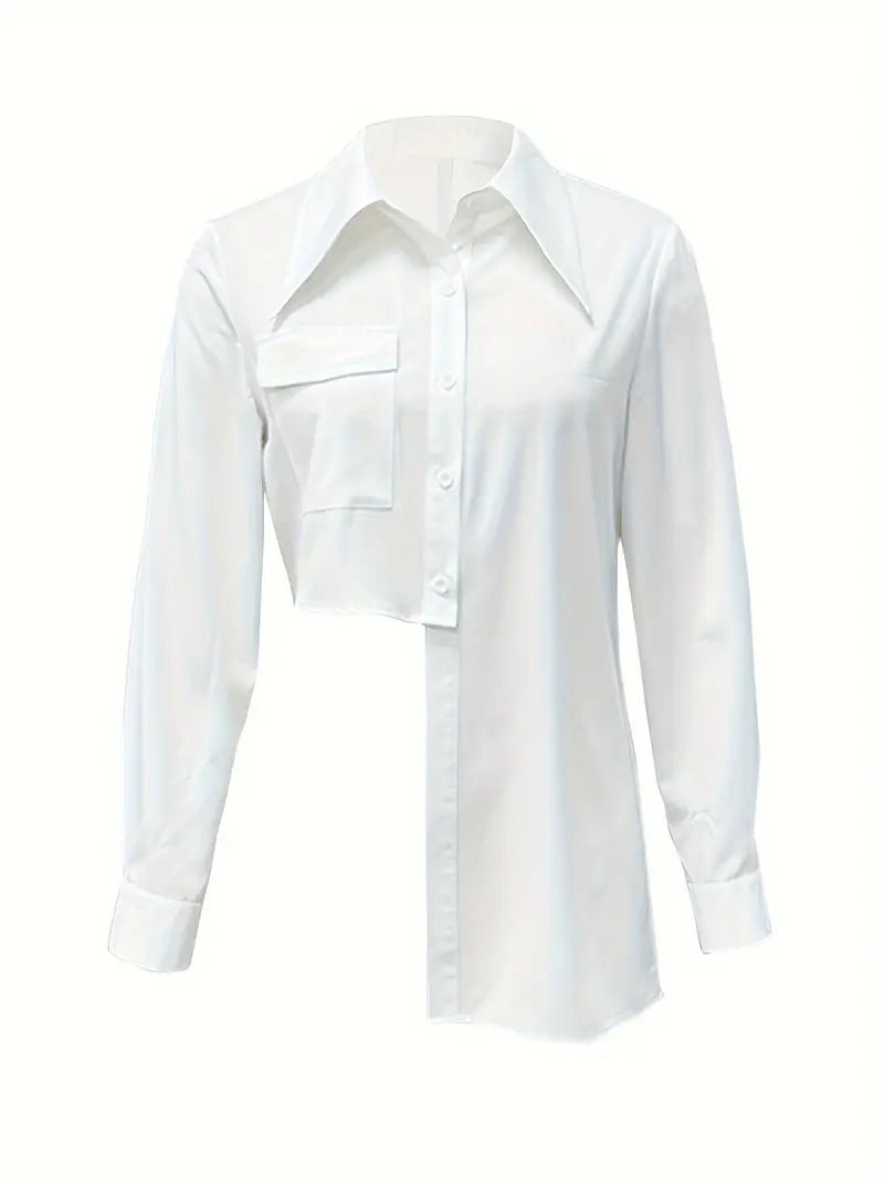 Camisa Blanca De Diseño Asimetrico