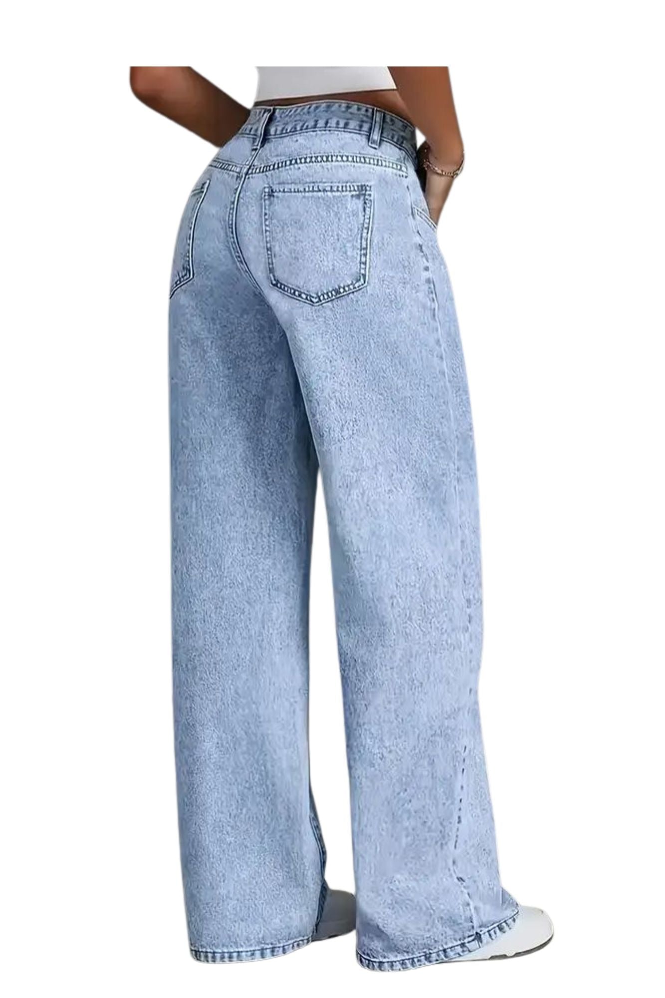Jeans Stretch Tiro Alto Corte Amplio